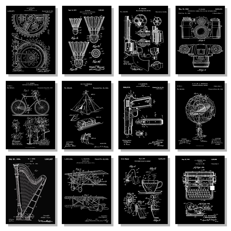 Patent Black And White poster  - Sports Equipment Drawing ulasan dan harga